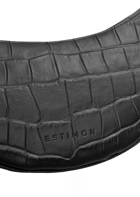 Estimon | Shoulder bag Mini Hobo corn leather black croco