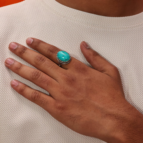 Arvino | Carved Turquoise 92.5 Sterling Silver Men’s Ring