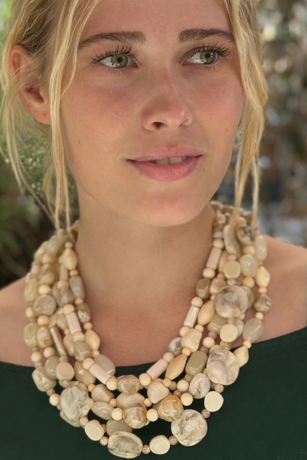 Michael Nash Jewelry | Otilia Multi Strand Shades Of Ivory Resin Beads