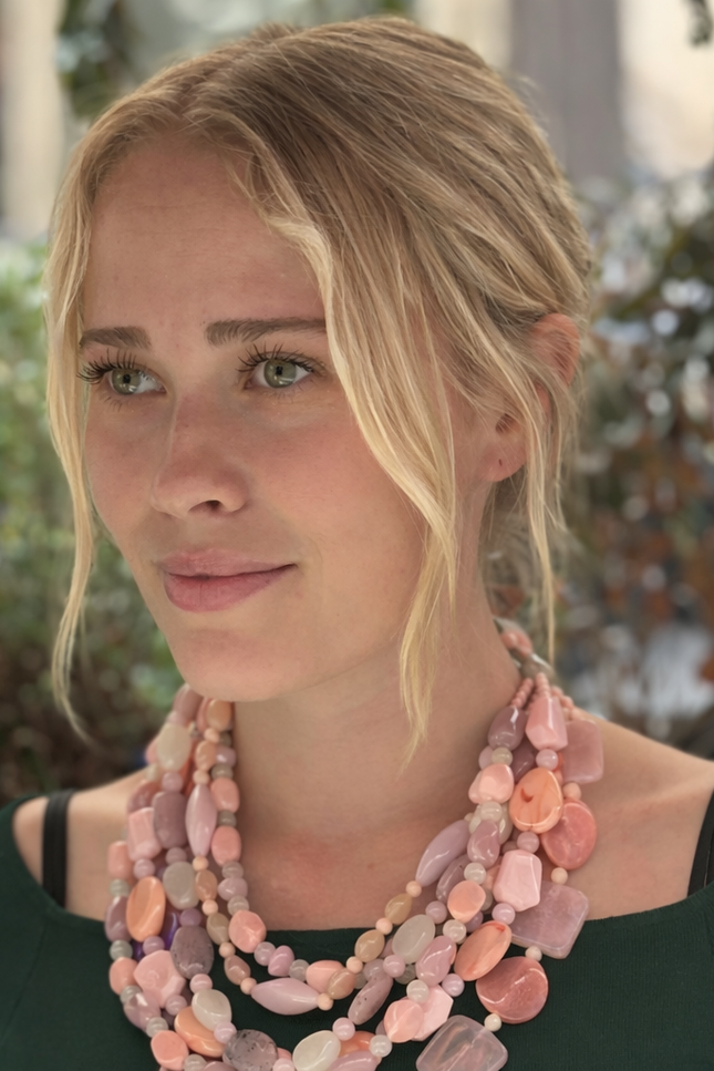 Michael Nash Jewelry | Otilia Multi Strand Shades Of Pink Resin Beads