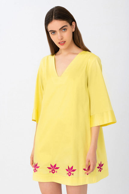 Elizabeth LaGre | Embroidered Yellow Mini Dress