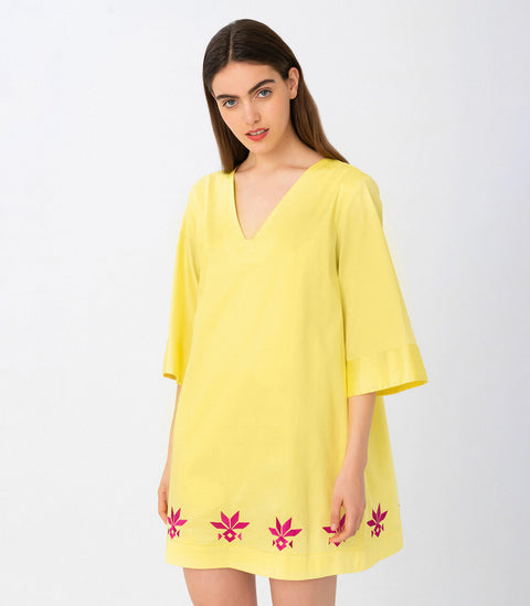 Elizabeth LaGre | Embroidered Yellow Mini Dress