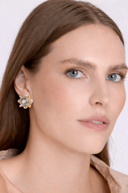 Michael Nash Jewelry | Monica Crystal And Pearl Clip On Sputnik Earrings