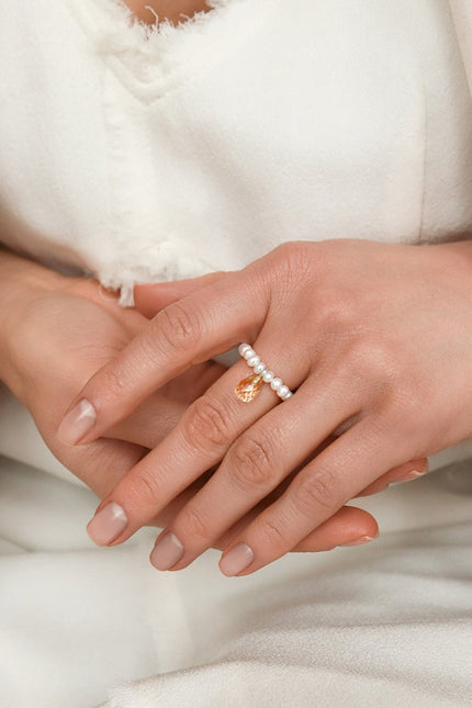 Pas de Marque | Freshwater pearl citrine ring Reine