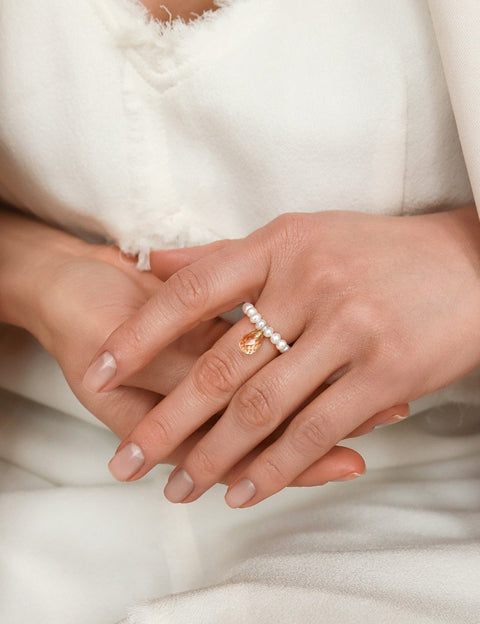 Pas de Marque | Freshwater pearl citrine ring Reine