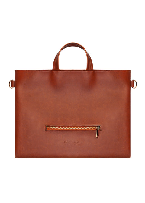 Estimon | Briefcase laptop bag corn leather cognac brown
