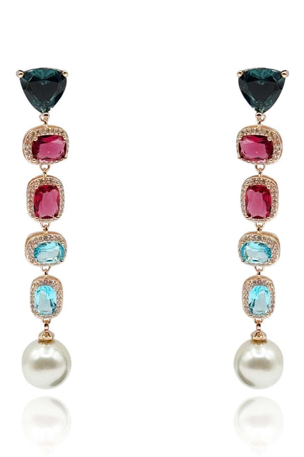 Michael Nash Jewelry | Michela Multi Color And Pearl Drop Hanging Earrings