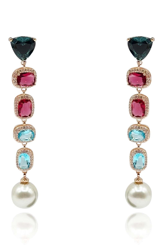 Michael Nash Jewelry | Michela Multi Color And Pearl Drop Hanging Earrings