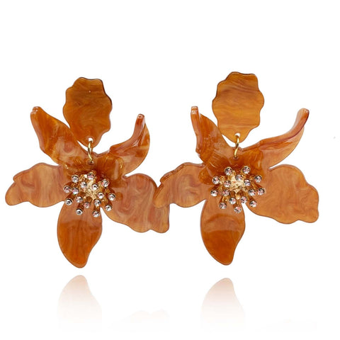 Michael Nash Jewelry | Caramel Floral Resin Drop Earrings