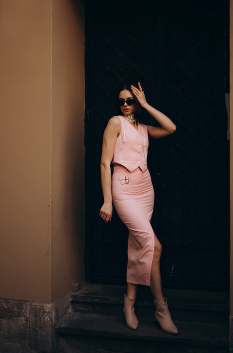 BÚDZIKO | ROSÉ ASYMMETRIC SKIRT