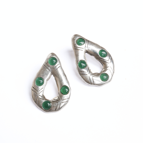 Yelli Jewels | Kolczyki wiszące łezki z jadeitami