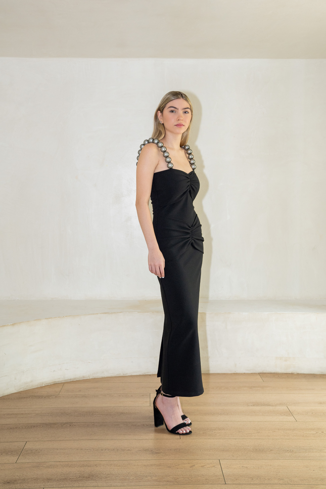 Ashley Stambouli | Ember Pearl Midi dress black
