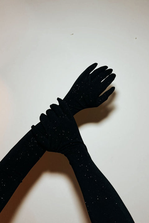 Say no more I Coco Glitter Black Maxi Gloves