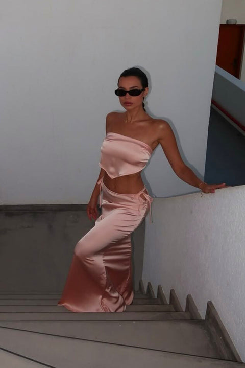 Say no more I Gia Satin Set Sorbet