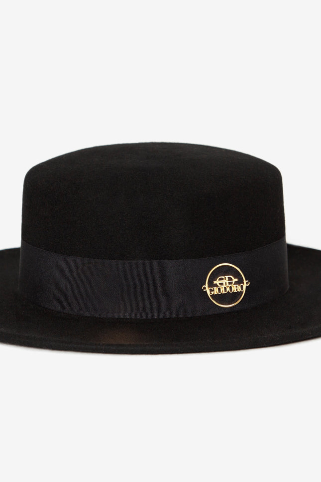 GIODORO | Gidoa Black Canotier Hat in Black Color