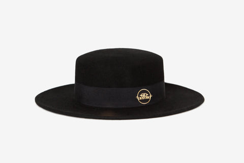 GIODORO | Gidoa Black Canotier Hat in Black Color