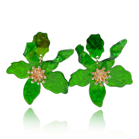 Michael Nash Jewelry | Bright Green Floral Resin Drop Earrings