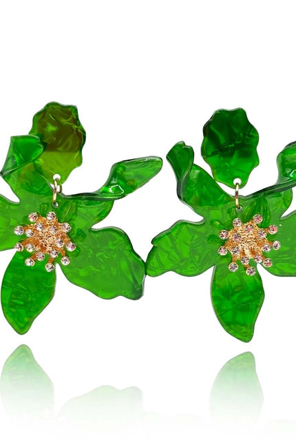 Michael Nash Jewelry | Aurelia Bright Green Floral Resin Drop Earrings