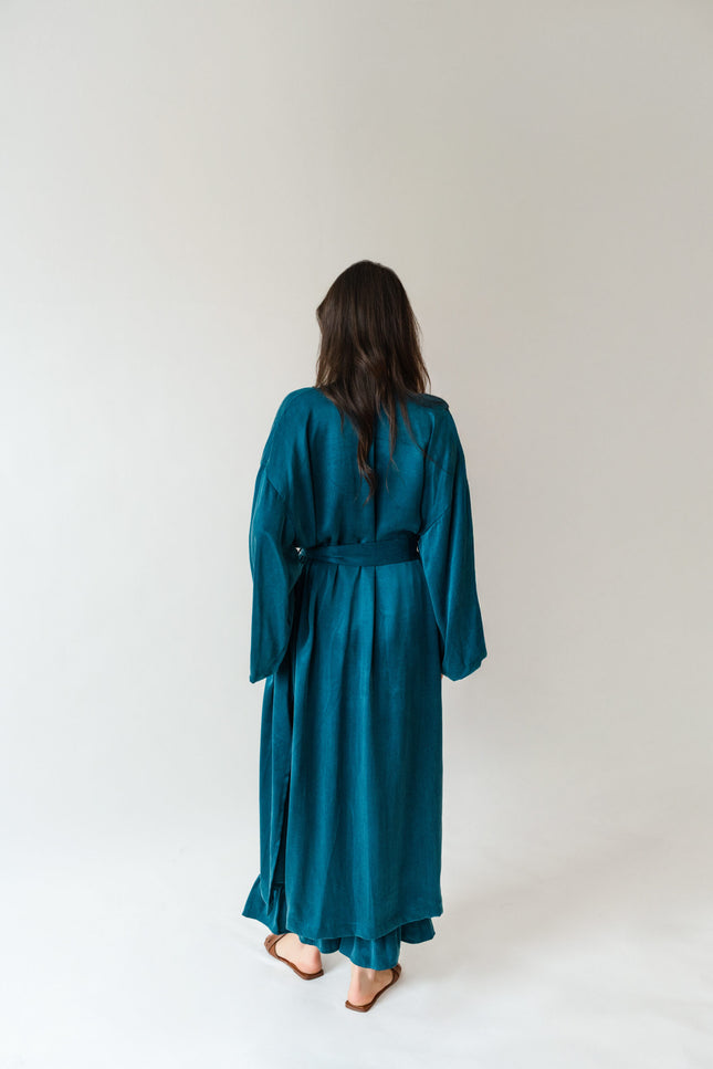 Maoconcept | Długie kimono z cupro w kolorze szmaragdowym