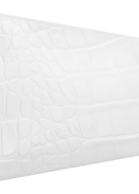 Estimon | Torebka na ramię Sliced Baguette skóra kukurydziana biała krokodyl