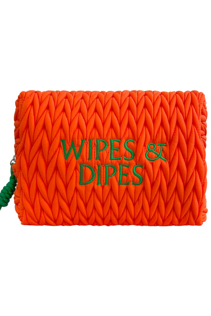 Orange wipes and dipes baby bag wash bag by LillyLovesLTD with a compact, zippered design for on-the-go diaper changes.