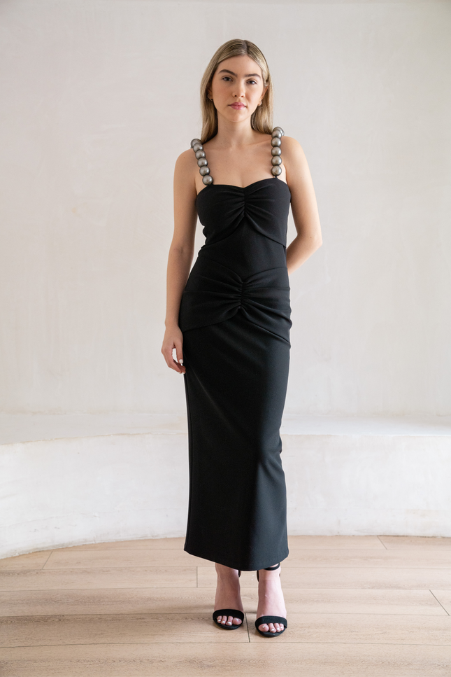 Ashley Stambouli | Ember Pearl Midi dress black