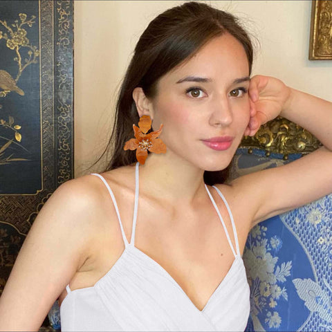 Michael Nash Jewelry | Caramel Floral Resin Drop Earrings