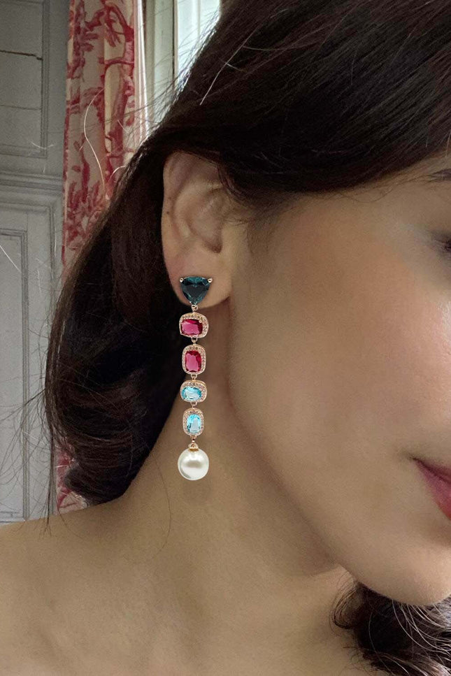 Michael Nash Jewelry | Michela Multi Color And Pearl Drop Hanging Earrings