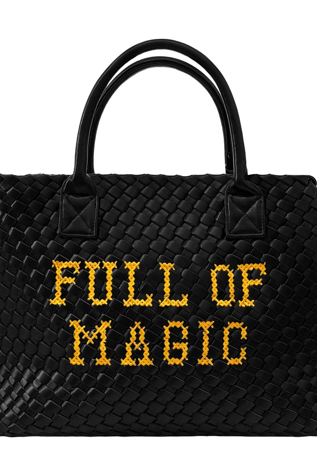 Lilly Loves Vegan Full Of Magic handbag, stylish black vegan leather handbag with gold hardware, compact and versatile for everyday use.