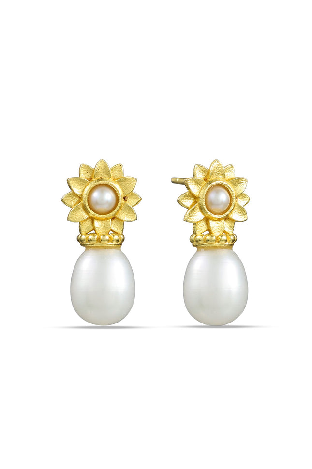 Arvino | Kolczyki Solara Pearl Flower ze srebra próby 925