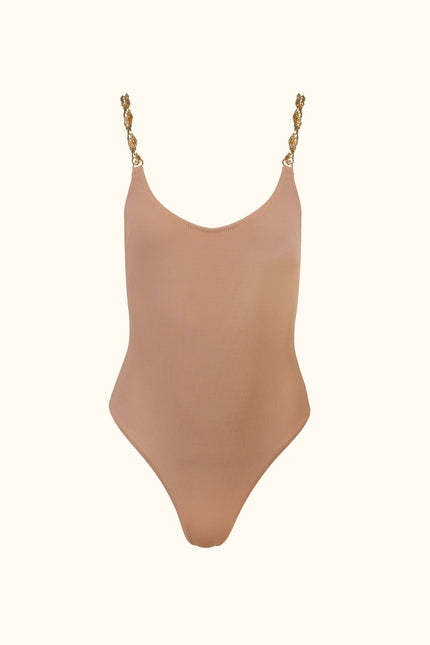 Say no more I Yesenia Ribbed One Piece with golden chains