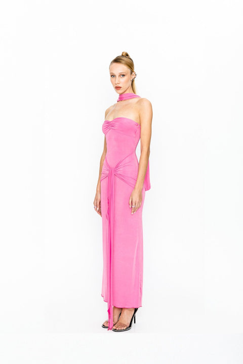 Say no more I Mariella Pink Draped Tie Dress