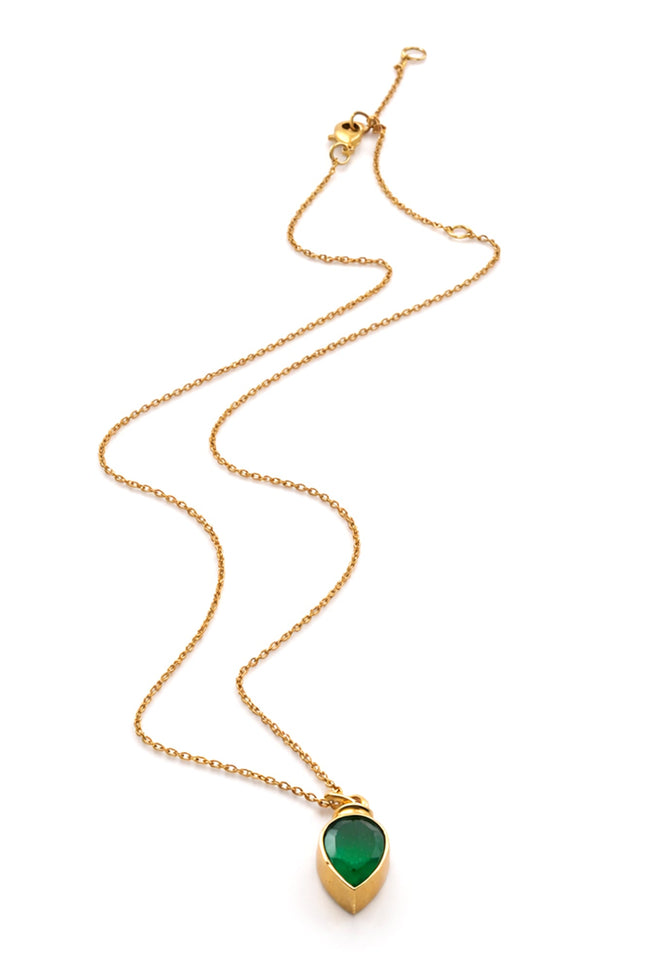 Arvino | Green Onyx Teardrop Solitaire Chain Necklace