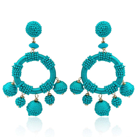 Michael Nash Jewelry | Turquoise Silk Hand Beaded Drop Earrings