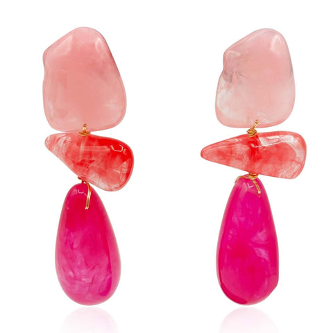 Michael Nash Jewelry | Pink And Orange And Fuschia Rockstar Drop Earrings