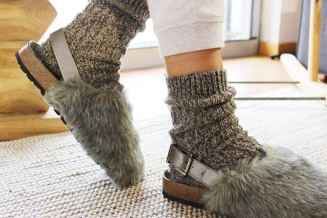 Entrudo | Covelinhas Slippers with faux fur grey