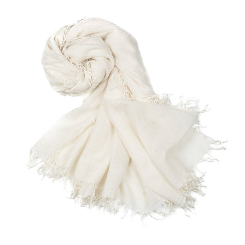 Bel Cashmere | Fular de cashmere flecos blanco