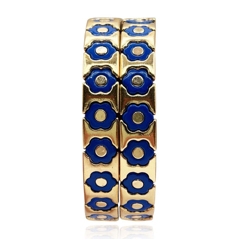 Michael Nash Jewelry | Navy And Gold Enamel Two-Strand Elasticized Bracelets