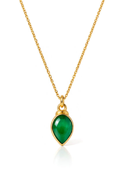 Arvino | Green Onyx Teardrop Solitaire Chain Necklace
