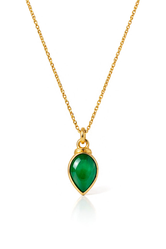 Arvino | Green Onyx Teardrop Solitaire Chain Necklace