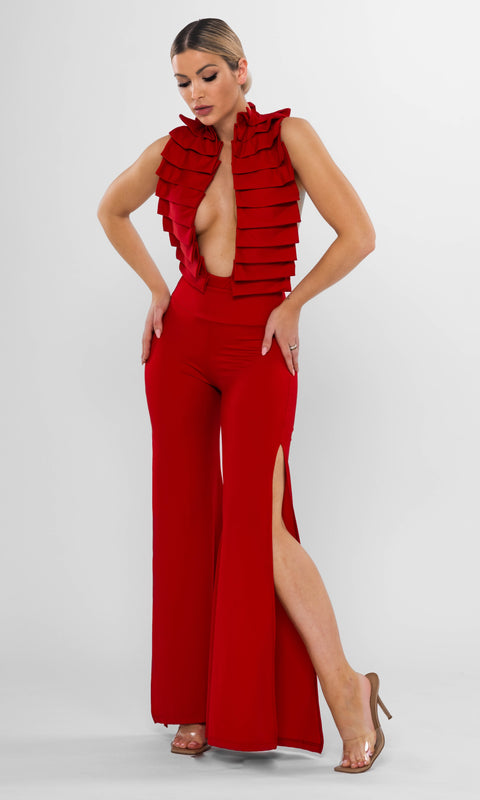 Antoninias | Cleo Wide Leg trousers strawberry red