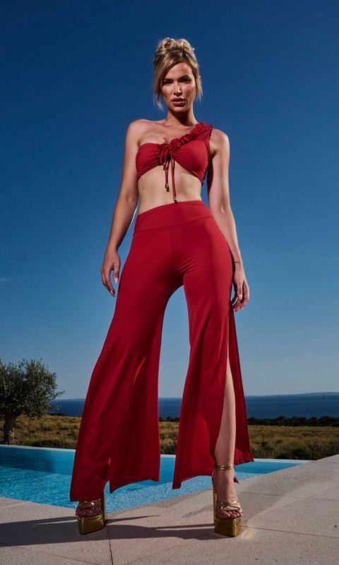 Antoninias | Cleo Wide Leg trousers strawberry red