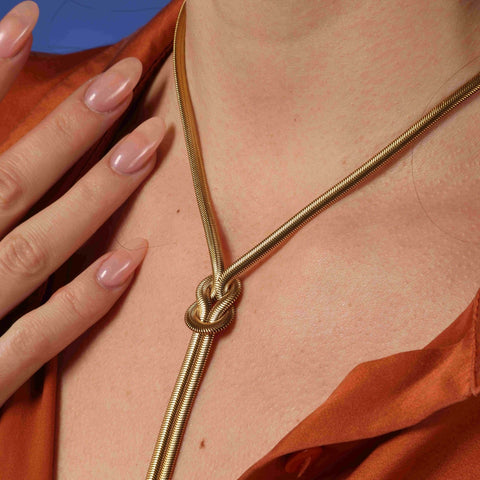Michael Nash Jewelry | Gold Cobra Chain Knot Necklace