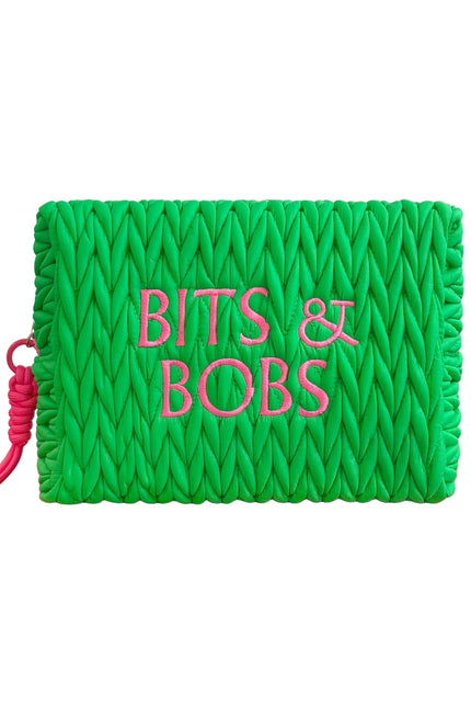 Green LillyLovesLTD Bits & Bobs cosmetic wash bag with zipper closure and compact design for travel and storage.