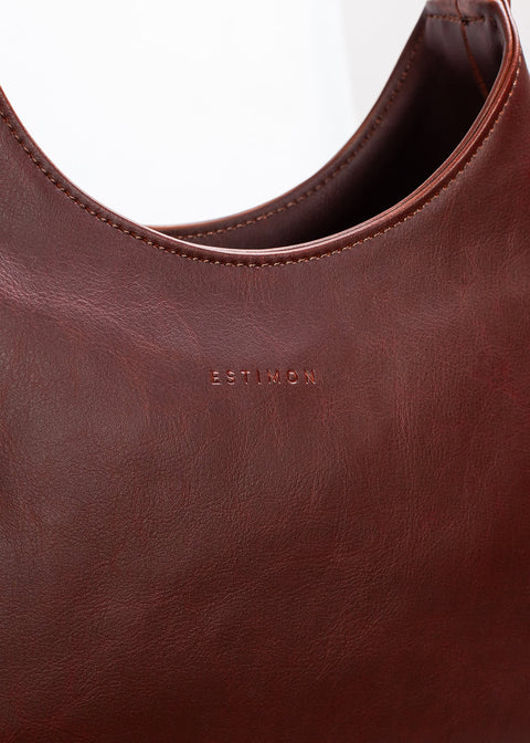 Estimon | Shoulder bag Audrey corn leather matte brown