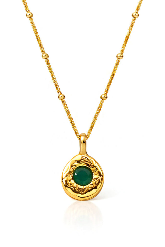 Arvino | Green Onyx Medallion 92.5 Sterling Silver Charm Necklace