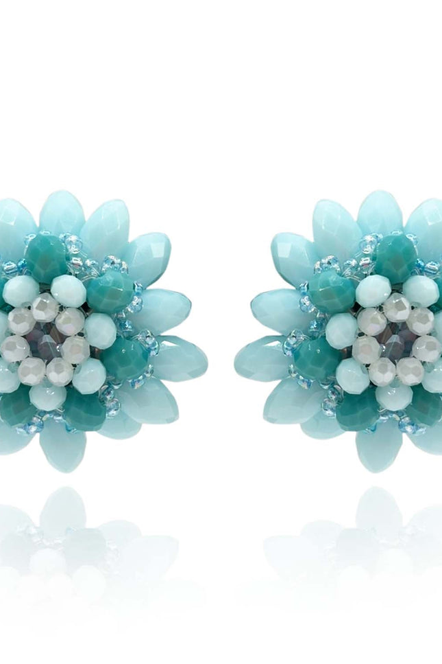 Michael Nash Jewelry | Mirabelle Light Blue Button Faceted Glass Bead Clip On Earring