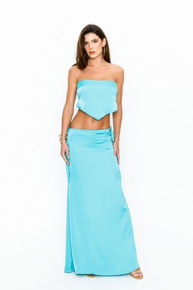 Say no more I Gia Satin Set Blue