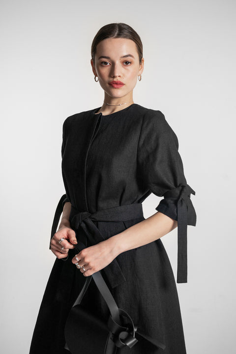 PBG studio | Belted Linen Midi dress