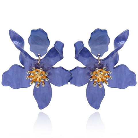 Michael Nash Jewelry | Blue Purple Floral Resin Drop Earrings